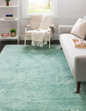 Cyan 9' x 12' Infinity Shag Rectangle Area Rug Thick Soft Touch Fluffy & Plush Shaggy Pile 100% Polypropylene With Jute Backing Solid Color Minimalist Carpet for Sale at Rug Engine