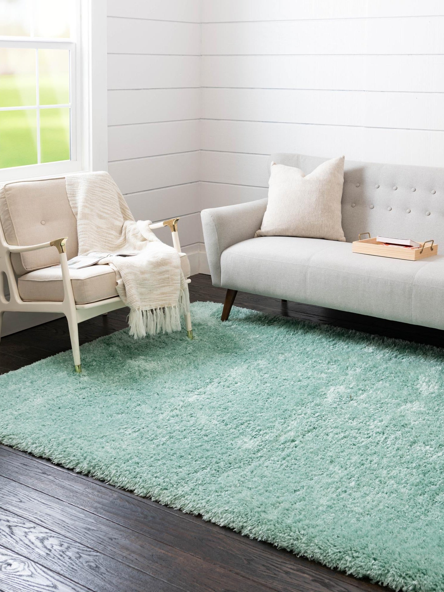 Cyan 2' x 3' Infinity Shag Rectangle Area Rug Thick Soft Touch Fluffy & Plush Shaggy Pile 100% Polypropylene With Jute Backing Solid Color Minimalist Carpet for Sale at Rug Engine