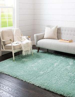 Cyan 9' x 12' Infinity Shag Rectangle Area Rug Thick Soft Touch Fluffy & Plush Shaggy Pile 100% Polypropylene With Jute Backing Solid Color Minimalist Carpet for Sale at Rug Engine