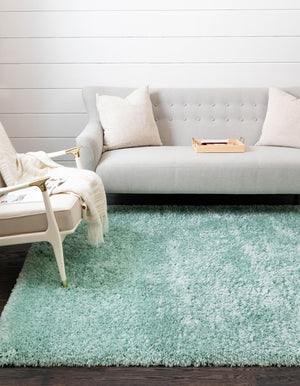 Cyan 9' x 12' Infinity Shag Rectangle Area Rug Thick Soft Touch Fluffy & Plush Shaggy Pile 100% Polypropylene With Jute Backing Solid Color Minimalist Carpet for Sale at Rug Engine