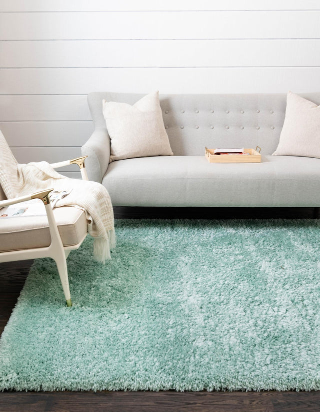 Cyan 9' x 12' Infinity Shag Rectangle Area Rug Thick Soft Touch Fluffy & Plush Shaggy Pile 100% Polypropylene With Jute Backing Solid Color Minimalist Carpet for Sale at Rug Engine