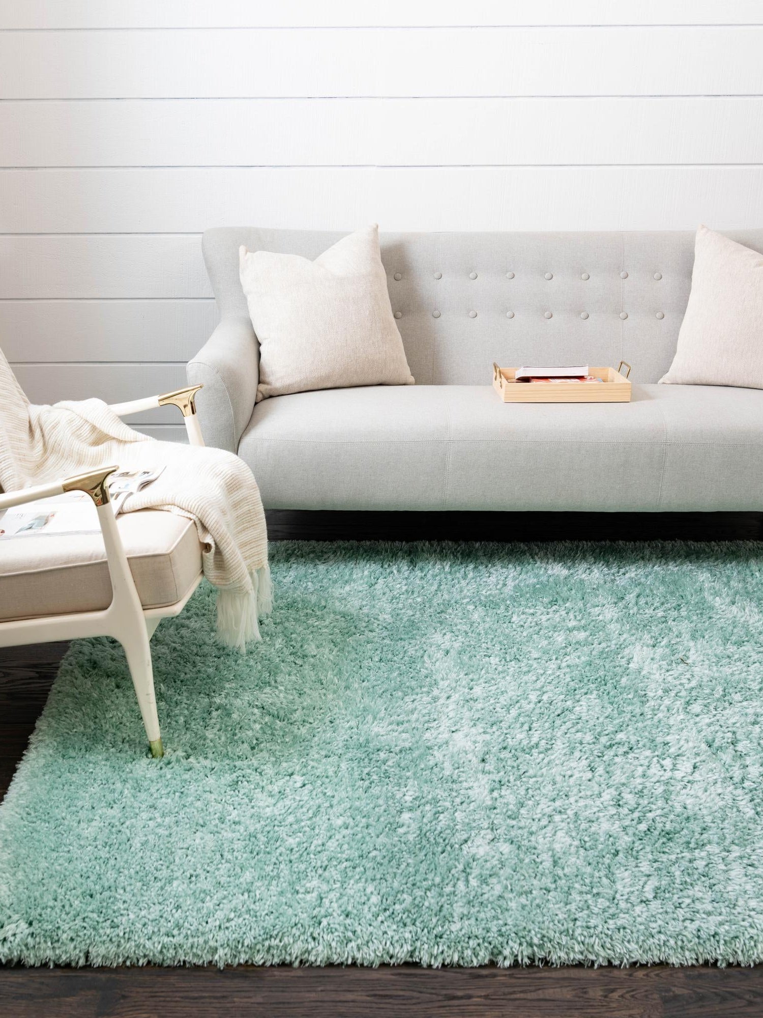 Cyan 2' x 3' Infinity Shag Rectangle Area Rug Thick Soft Touch Fluffy & Plush Shaggy Pile 100% Polypropylene With Jute Backing Solid Color Minimalist Carpet for Sale at Rug Engine