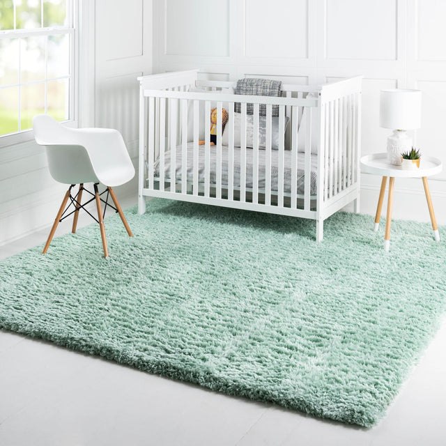 Cyan 8' x 8' Infinity Shag Square Area Rug Thick Soft Touch Fluffy & Plush Shaggy Pile 100% Polypropylene With Jute Backing Solid Color Minimalist Carpet for Sale at Rug Engine
