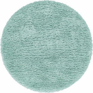 Cyan 5' 1 x 5' 1 Infinity Shag Round Area Rug Thick Soft Touch Fluffy & Plush Shaggy Pile 100% Polypropylene With Jute Backing Solid Color Minimalist Carpet for Sale at Rug Engine