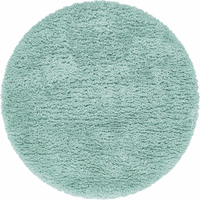 Cyan 5' 1 x 5' 1 Infinity Shag Round Area Rug Thick Soft Touch Fluffy & Plush Shaggy Pile 100% Polypropylene With Jute Backing Solid Color Minimalist Carpet for Sale at Rug Engine