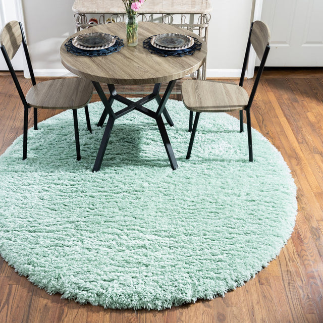 Cyan 3' 3 x 3' 3 Infinity Shag Round Area Rug Thick Soft Touch Fluffy & Plush Shaggy Pile 100% Polypropylene With Jute Backing Solid Color Minimalist Carpet for Sale at Rug Engine