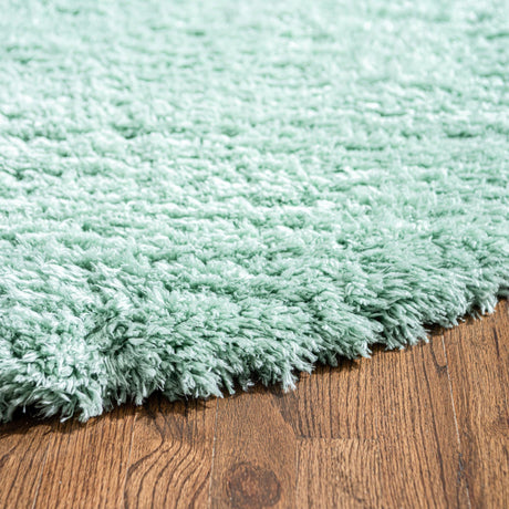 Cyan 6' 7 x 6' 7 Infinity Shag Round Area Rug Thick Soft Touch Fluffy & Plush Shaggy Pile 100% Polypropylene With Jute Backing Solid Color Minimalist Carpet for Sale at Rug Engine