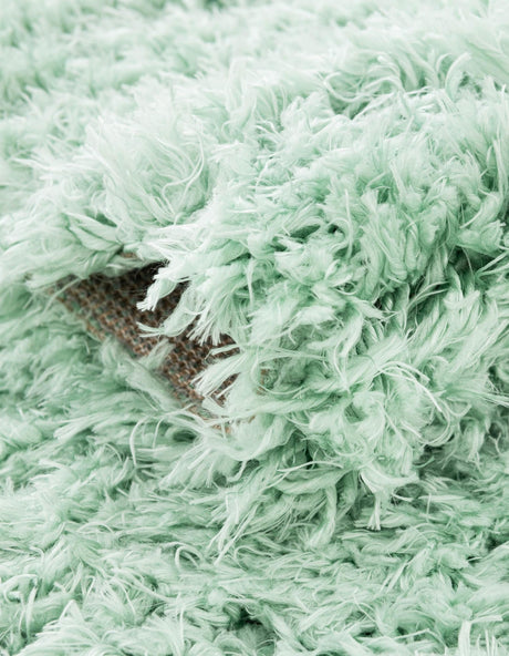 Cyan 3' 3 x 3' 3 Infinity Shag Round Area Rug Thick Soft Touch Fluffy & Plush Shaggy Pile 100% Polypropylene With Jute Backing Solid Color Minimalist Carpet for Sale at Rug Engine