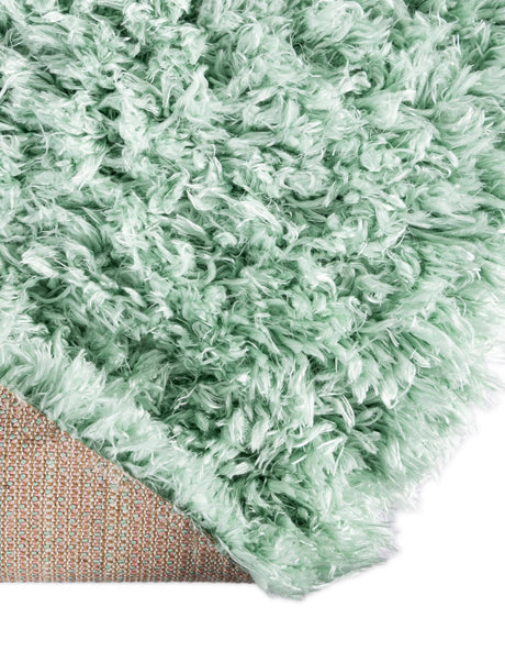 Cyan 5' 1 x 5' 1 Infinity Shag Round Area Rug Thick Soft Touch Fluffy & Plush Shaggy Pile 100% Polypropylene With Jute Backing Solid Color Minimalist Carpet for Sale at Rug Engine