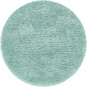 Cyan 6' 1 x 6' 1 Infinity Shag Round Area Rug Thick Soft Touch Fluffy & Plush Shaggy Pile 100% Polypropylene With Jute Backing Solid Color Minimalist Carpet for Sale at Rug Engine