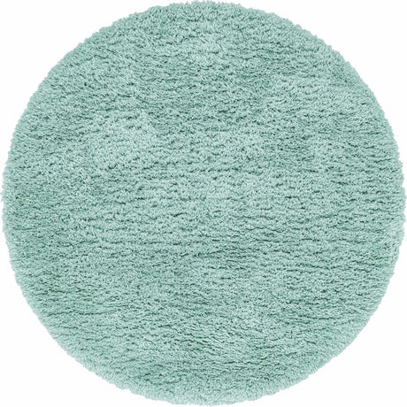 Cyan 6' 1 x 6' 1 Infinity Shag Round Area Rug Thick Soft Touch Fluffy & Plush Shaggy Pile 100% Polypropylene With Jute Backing Solid Color Minimalist Carpet for Sale at Rug Engine
