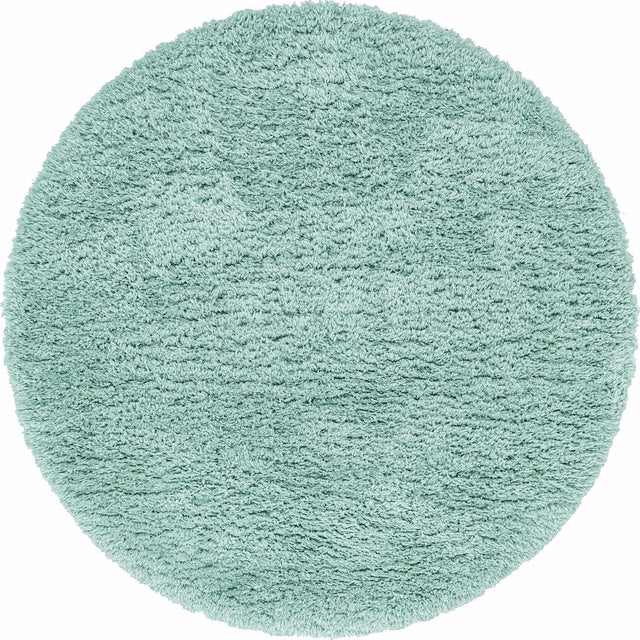 Cyan 6' 1 x 6' 1 Infinity Shag Round Area Rug Thick Soft Touch Fluffy & Plush Shaggy Pile 100% Polypropylene With Jute Backing Solid Color Minimalist Carpet for Sale at Rug Engine