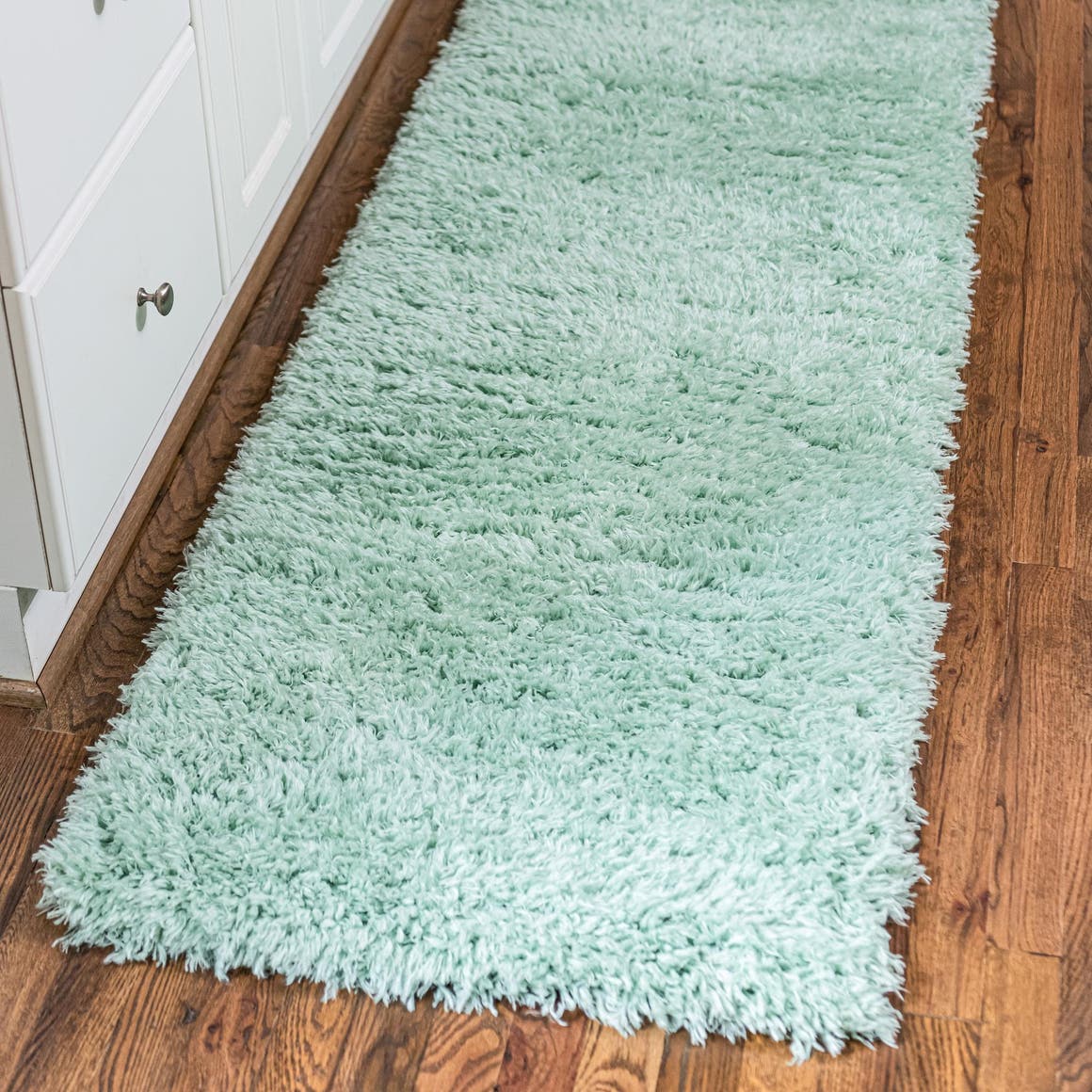 Cyan 2' 7 x 13' 1 Infinity Shag Runner Area Rug Thick Soft Touch Fluffy & Plush Shaggy Pile 100% Polypropylene With Jute Backing Solid Color Minimalist Carpet for Sale at Rug Engine