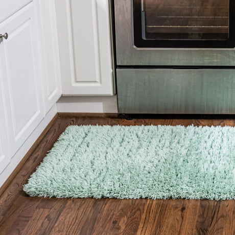 Cyan 2' 4 x 10' Infinity Shag Runner Area Rug Thick Soft Touch Fluffy & Plush Shaggy Pile 100% Polypropylene With Jute Backing Solid Color Minimalist Carpet for Sale at Rug Engine
