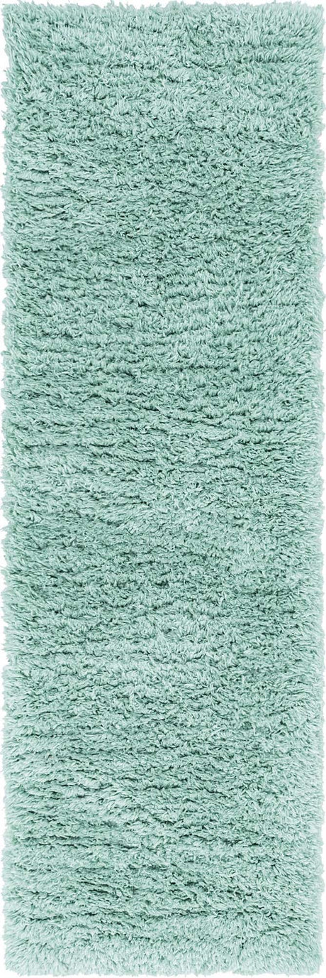 Cyan 2' x 6' 5 Infinity Shag Runner Area Rug Thick Soft Touch Fluffy & Plush Shaggy Pile 100% Polypropylene With Jute Backing Solid Color Minimalist Carpet for Sale at Rug Engine