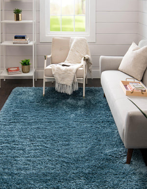 Aegean Blue 3' 3 x 5' 3 Infinity Shag Rectangle Area Rug Thick Soft Touch Fluffy & Plush Shaggy Pile 100% Polypropylene With Jute Backing Solid Color Minimalist Carpet for Sale at Rug Engine