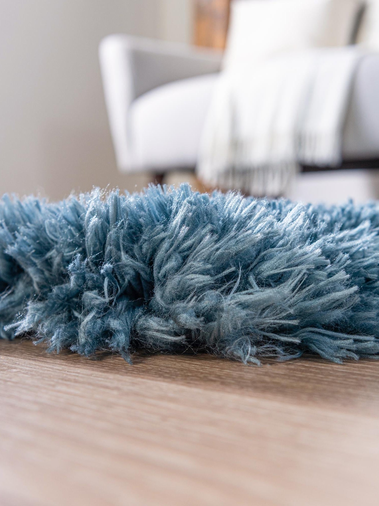 Aegean Blue 3' 3 x 5' 3 Infinity Shag Rectangle Area Rug Thick Soft Touch Fluffy & Plush Shaggy Pile 100% Polypropylene With Jute Backing Solid Color Minimalist Carpet for Sale at Rug Engine