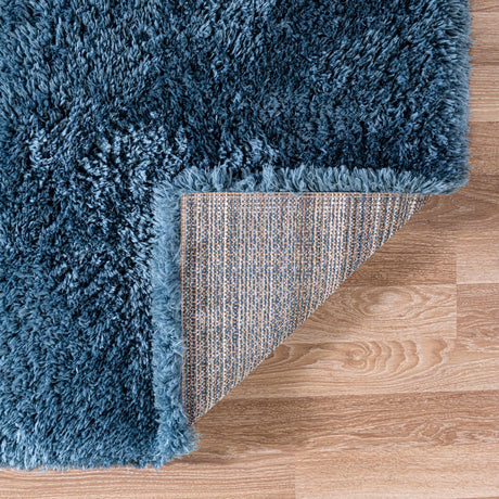 Aegean Blue 7' 1 x 10' Infinity Shag Rectangle Area Rug Thick Soft Touch Fluffy & Plush Shaggy Pile 100% Polypropylene With Jute Backing Solid Color Minimalist Carpet for Sale at Rug Engine