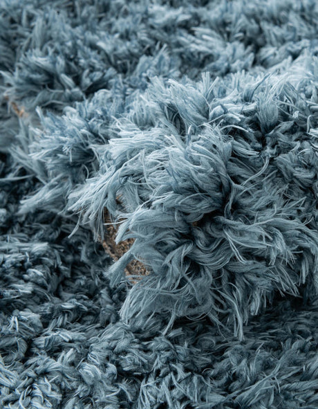 Aegean Blue 9' x 12' Infinity Shag Rectangle Area Rug Thick Soft Touch Fluffy & Plush Shaggy Pile 100% Polypropylene With Jute Backing Solid Color Minimalist Carpet for Sale at Rug Engine