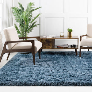 Aegean Blue 8' x 8' Infinity Shag Square Area Rug Thick Soft Touch Fluffy & Plush Shaggy Pile 100% Polypropylene With Jute Backing Solid Color Minimalist Carpet for Sale at Rug Engine