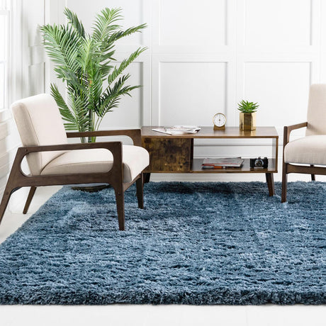 Aegean Blue 8' x 8' Infinity Shag Square Area Rug Thick Soft Touch Fluffy & Plush Shaggy Pile 100% Polypropylene With Jute Backing Solid Color Minimalist Carpet for Sale at Rug Engine