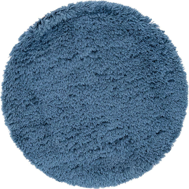Aegean Blue 3' 3 x 3' 3 Infinity Shag Round Area Rug Thick Soft Touch Fluffy & Plush Shaggy Pile 100% Polypropylene With Jute Backing Solid Color Minimalist Carpet for Sale at Rug Engine