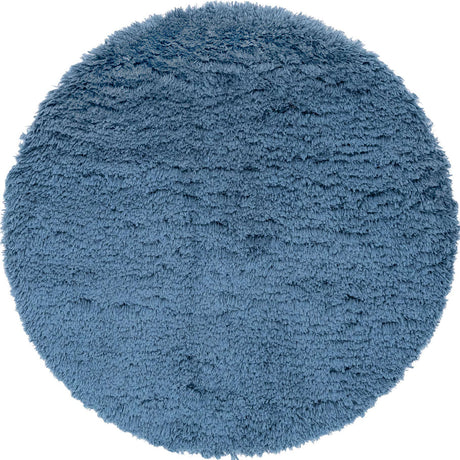Aegean Blue 4' 1 x 4' 1 Infinity Shag Round Area Rug Thick Soft Touch Fluffy & Plush Shaggy Pile 100% Polypropylene With Jute Backing Solid Color Minimalist Carpet for Sale at Rug Engine