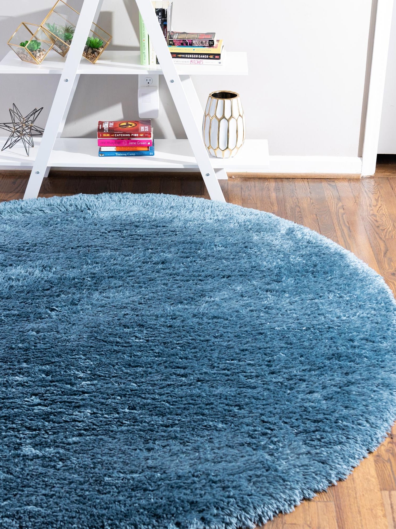 Aegean Blue 6' 7 x 6' 7 Infinity Shag Round Area Rug Thick Soft Touch Fluffy & Plush Shaggy Pile 100% Polypropylene With Jute Backing Solid Color Minimalist Carpet for Sale at Rug Engine