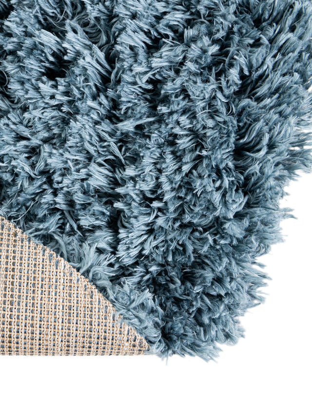 Aegean Blue 6' 1 x 6' 1 Infinity Shag Round Area Rug Thick Soft Touch Fluffy & Plush Shaggy Pile 100% Polypropylene With Jute Backing Solid Color Minimalist Carpet for Sale at Rug Engine