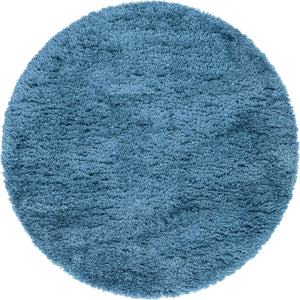 Aegean Blue 6' 1 x 6' 1 Infinity Shag Round Area Rug Thick Soft Touch Fluffy & Plush Shaggy Pile 100% Polypropylene With Jute Backing Solid Color Minimalist Carpet for Sale at Rug Engine