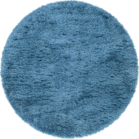 Aegean Blue 6' 1 x 6' 1 Infinity Shag Round Area Rug Thick Soft Touch Fluffy & Plush Shaggy Pile 100% Polypropylene With Jute Backing Solid Color Minimalist Carpet for Sale at Rug Engine