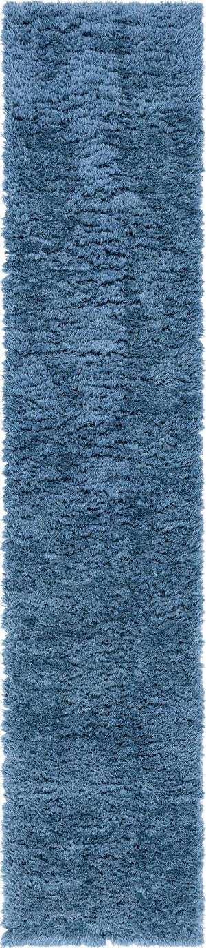 Aegean Blue 2' 7 x 13' 1 Infinity Shag Runner Area Rug Thick Soft Touch Fluffy & Plush Shaggy Pile 100% Polypropylene With Jute Backing Solid Color Minimalist Carpet for Sale at Rug Engine