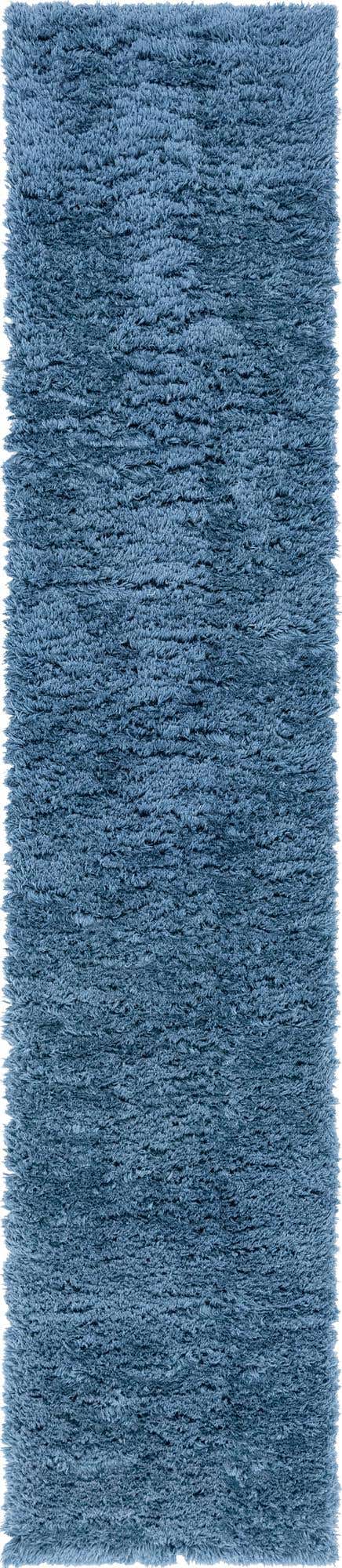 Aegean Blue 2' 7 x 13' 1 Infinity Shag Runner Area Rug Thick Soft Touch Fluffy & Plush Shaggy Pile 100% Polypropylene With Jute Backing Solid Color Minimalist Carpet for Sale at Rug Engine