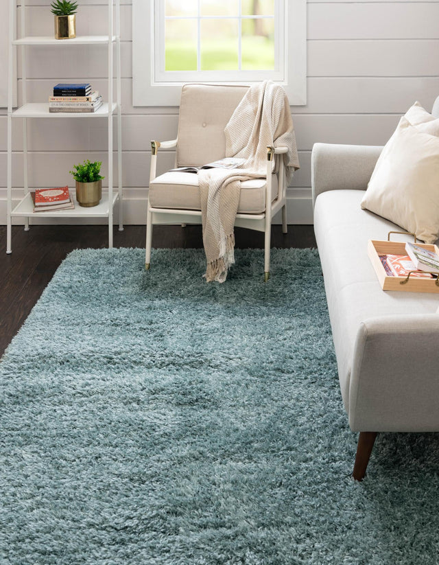 Slate Blue 5' 1 x 8' Infinity Shag Rectangle Area Rug Thick Soft Touch Fluffy & Plush Shaggy Pile 100% Polypropylene With Jute Backing Solid Color Minimalist Carpet for Sale at Rug Engine