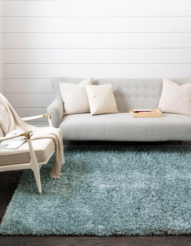 Slate Blue 5' 1 x 8' Infinity Shag Rectangle Area Rug Thick Soft Touch Fluffy & Plush Shaggy Pile 100% Polypropylene With Jute Backing Solid Color Minimalist Carpet for Sale at Rug Engine