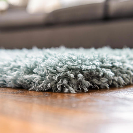 Slate Blue 4' 1 x 6' 1 Infinity Shag Rectangle Area Rug Thick Soft Touch Fluffy & Plush Shaggy Pile 100% Polypropylene With Jute Backing Solid Color Minimalist Carpet for Sale at Rug Engine