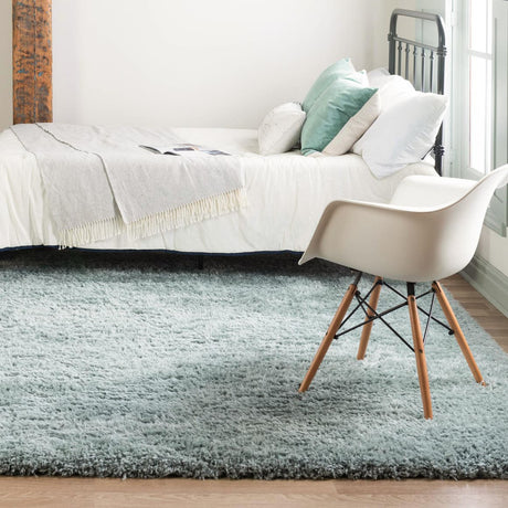 Slate Blue 8' x 8' Infinity Shag Square Area Rug Thick Soft Touch Fluffy & Plush Shaggy Pile 100% Polypropylene With Jute Backing Solid Color Minimalist Carpet for Sale at Rug Engine