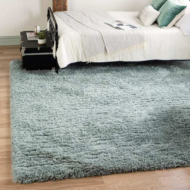 Slate Blue 8' x 8' Infinity Shag Square Area Rug Thick Soft Touch Fluffy & Plush Shaggy Pile 100% Polypropylene With Jute Backing Solid Color Minimalist Carpet for Sale at Rug Engine