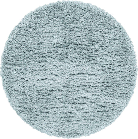 Slate Blue 4' 1 x 4' 1 Infinity Shag Round Area Rug Thick Soft Touch Fluffy & Plush Shaggy Pile 100% Polypropylene With Jute Backing Solid Color Minimalist Carpet for Sale at Rug Engine