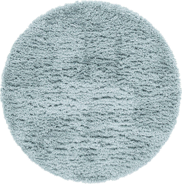 Slate Blue 4' 1 x 4' 1 Infinity Shag Round Area Rug Thick Soft Touch Fluffy & Plush Shaggy Pile 100% Polypropylene With Jute Backing Solid Color Minimalist Carpet for Sale at Rug Engine