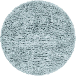 Slate Blue 5' 1 x 5' 1 Infinity Shag Round Area Rug Thick Soft Touch Fluffy & Plush Shaggy Pile 100% Polypropylene With Jute Backing Solid Color Minimalist Carpet for Sale at Rug Engine