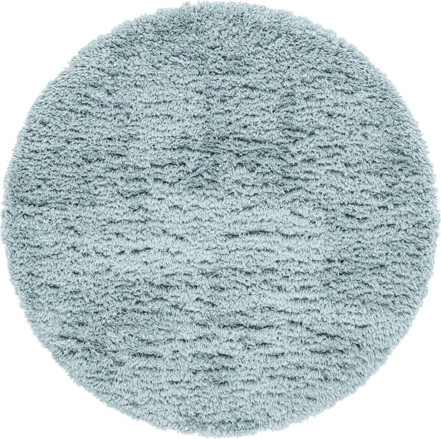Slate Blue 5' 1 x 5' 1 Infinity Shag Round Area Rug Thick Soft Touch Fluffy & Plush Shaggy Pile 100% Polypropylene With Jute Backing Solid Color Minimalist Carpet for Sale at Rug Engine