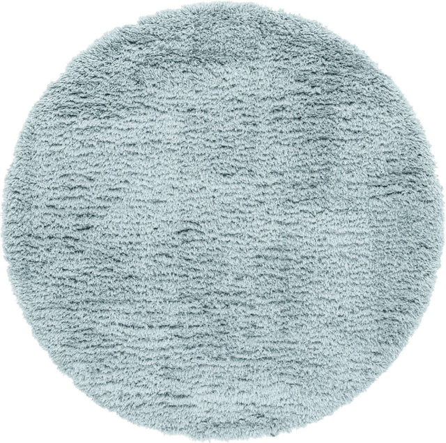 Slate Blue 6' 7 x 6' 7 Infinity Shag Round Area Rug Thick Soft Touch Fluffy & Plush Shaggy Pile 100% Polypropylene With Jute Backing Solid Color Minimalist Carpet for Sale at Rug Engine