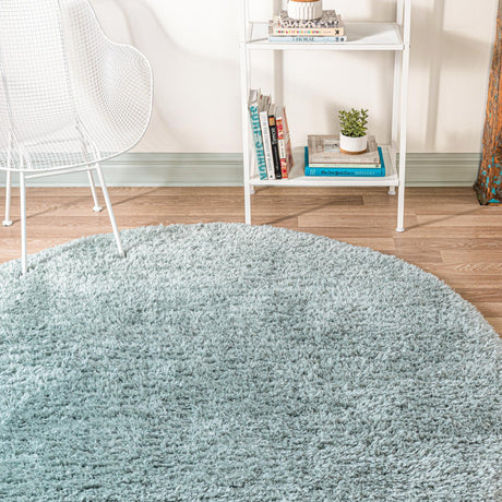 Slate Blue 3' 3 x 3' 3 Infinity Shag Round Area Rug Thick Soft Touch Fluffy & Plush Shaggy Pile 100% Polypropylene With Jute Backing Solid Color Minimalist Carpet for Sale at Rug Engine