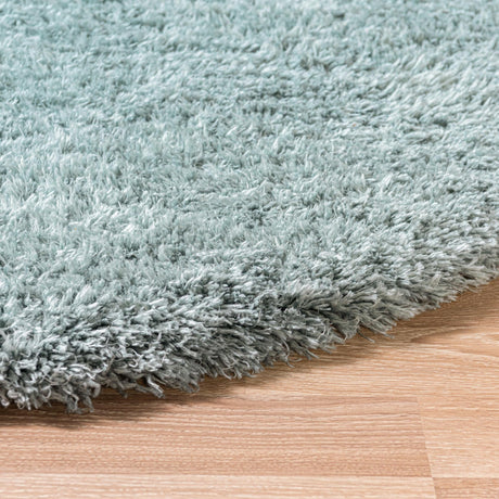 Slate Blue 6' 7 x 6' 7 Infinity Shag Round Area Rug Thick Soft Touch Fluffy & Plush Shaggy Pile 100% Polypropylene With Jute Backing Solid Color Minimalist Carpet for Sale at Rug Engine