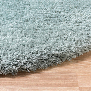 Slate Blue 4' 1 x 4' 1 Infinity Shag Round Area Rug Thick Soft Touch Fluffy & Plush Shaggy Pile 100% Polypropylene With Jute Backing Solid Color Minimalist Carpet for Sale at Rug Engine