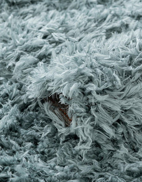 Slate Blue 6' 1 x 6' 1 Infinity Shag Round Area Rug Thick Soft Touch Fluffy & Plush Shaggy Pile 100% Polypropylene With Jute Backing Solid Color Minimalist Carpet for Sale at Rug Engine