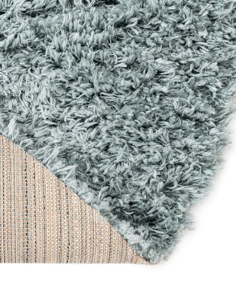 Slate Blue 5' 1 x 5' 1 Infinity Shag Round Area Rug Thick Soft Touch Fluffy & Plush Shaggy Pile 100% Polypropylene With Jute Backing Solid Color Minimalist Carpet for Sale at Rug Engine