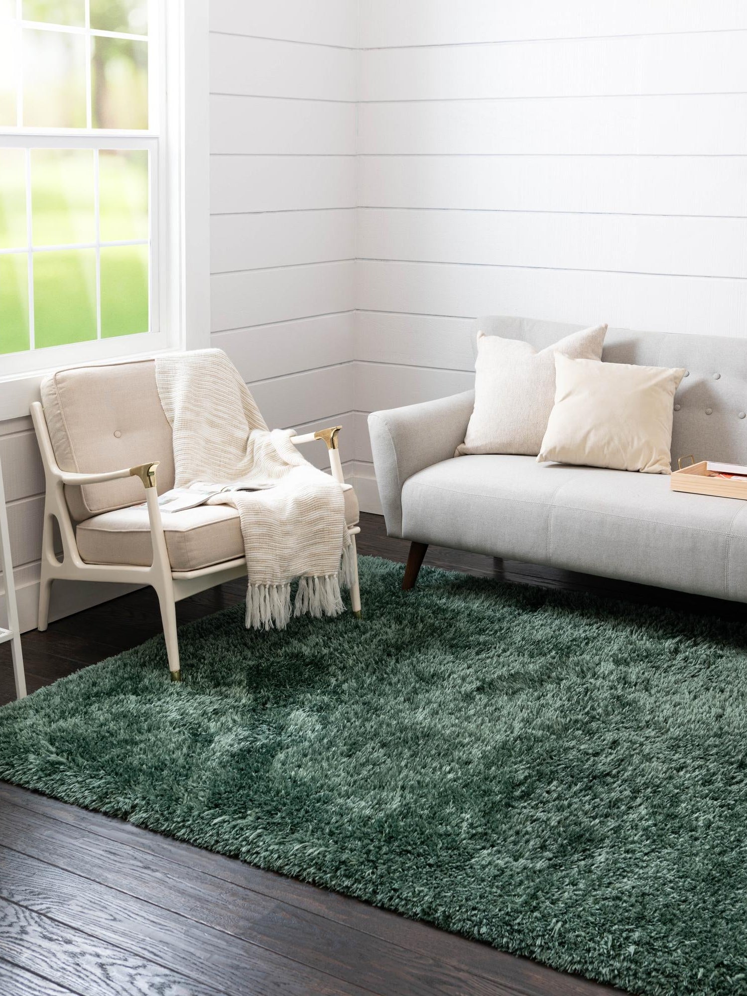 Forest Green 9' x 12' Infinity Shag Rectangle Area Rug Thick Soft Touch Fluffy & Plush Shaggy Pile 100% Polypropylene With Jute Backing Solid Color Minimalist Carpet for Sale at Rug Engine