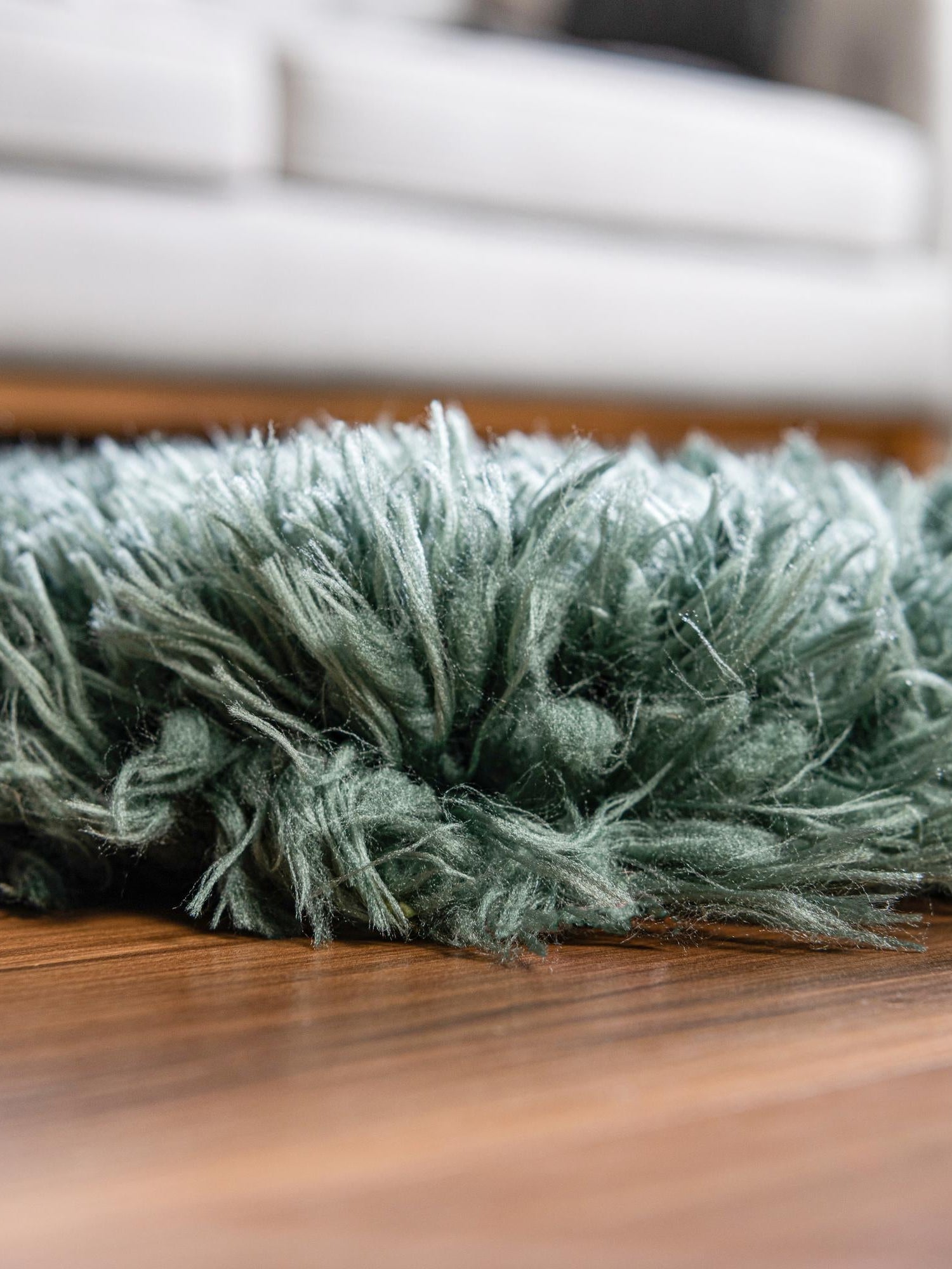Forest Green 4' 1 x 6' 1 Infinity Shag Rectangle Area Rug Thick Soft Touch Fluffy & Plush Shaggy Pile 100% Polypropylene With Jute Backing Solid Color Minimalist Carpet for Sale at Rug Engine